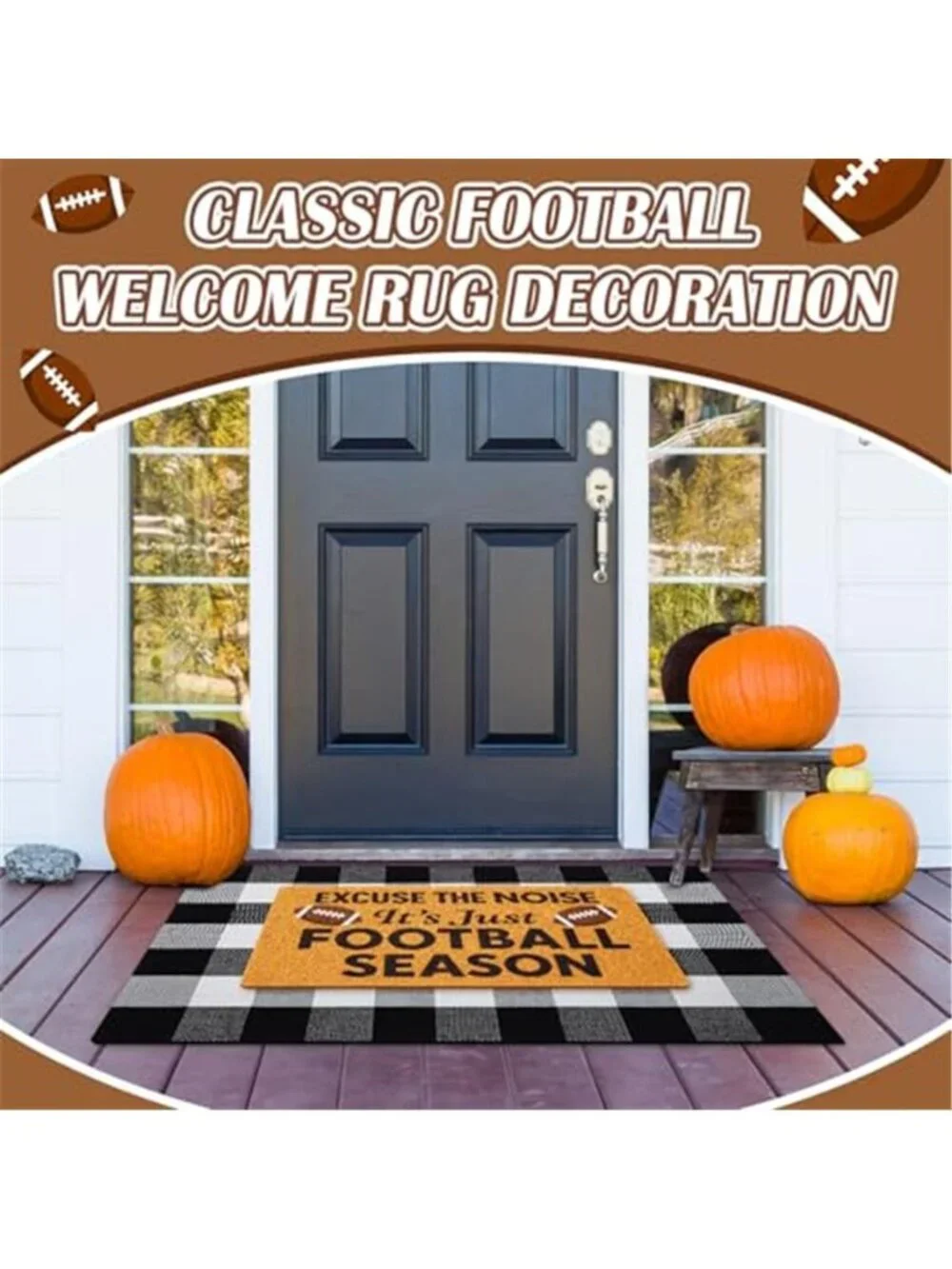 Excuse The Noise Football Season Doormat Funny Sports Welcome Mat, 18 x 30 Inch